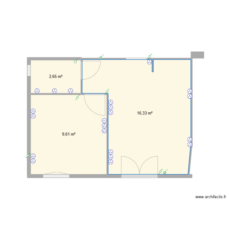 Plan électrique. Plan de 3 pièces et 29 m2