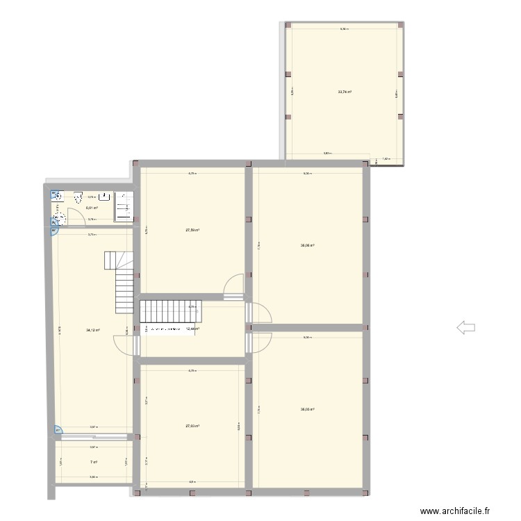 Essai 9. Plan de 15 pièces et 612 m2