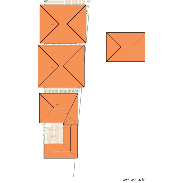 Hass projet 3 houses 4 rooms no pool. Plan de 25 pièces et 340 m2