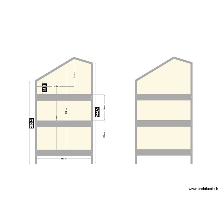 ÉCHELLE DORTOIR. Plan de 6 pièces et 9 m2