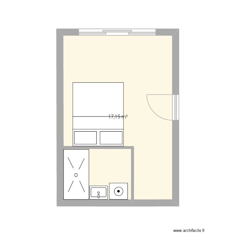 Ribes remi. Plan de 1 pièce et 17 m2