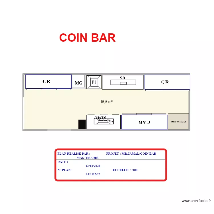 PLAN COIN BAR MR.JAMAL. Plan de 