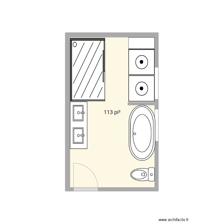 Salle de bain douche le plus chic. Plan de 1 pièce et 10 m2