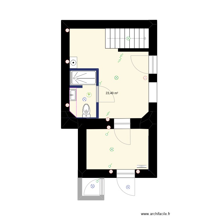 Gars - RDC. Plan de 4 pièces et 23 m2