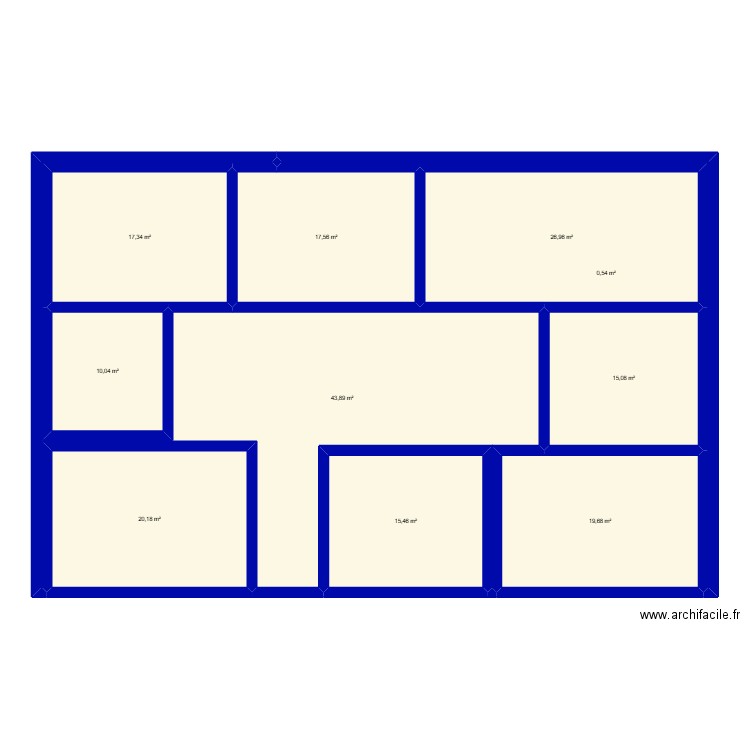 etage. Plan de 10 pièces et 187 m2