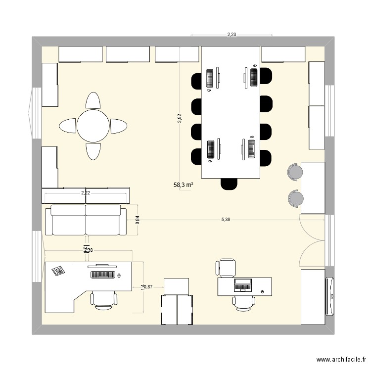 Laboratoire en SHS. Plan de 1 pièce et 58 m2