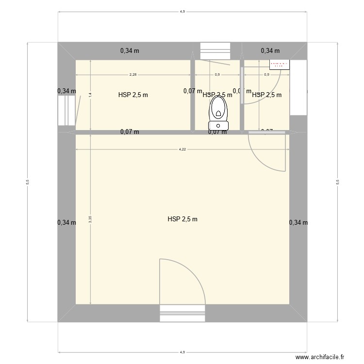 SUITE VILLEGAS 1. Plan de 4 pièces et 20 m2