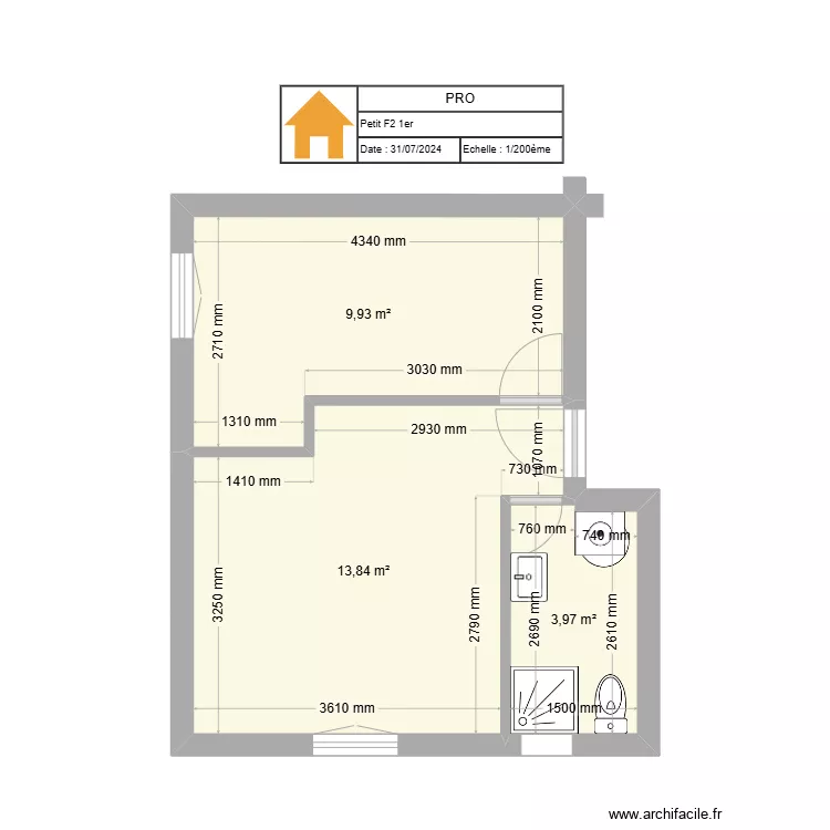 Petit F2 1er. Plan de 