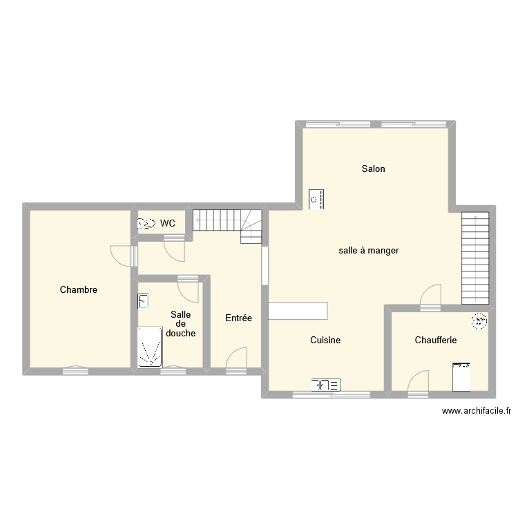 lemaire rdc. Plan de 6 pièces et 126 m2