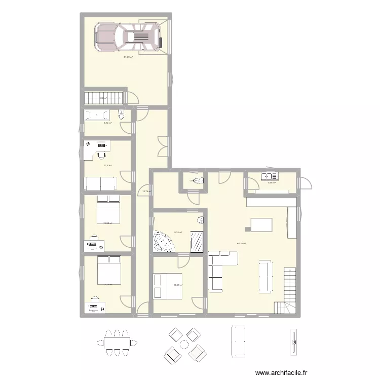 Maison 2. Plan de 12  et 187 m²