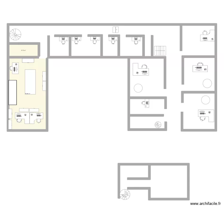 2e et 3e &eacute;tage. Plan de 2 Pièces et 45 m²