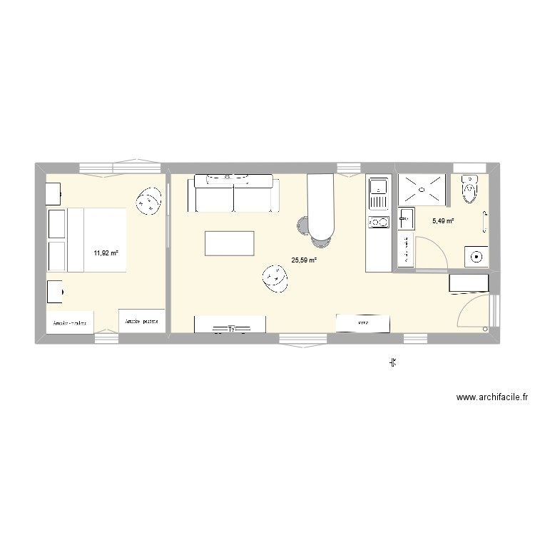 plan de masse 4.2. Plan de 3 pièces et 43 m2