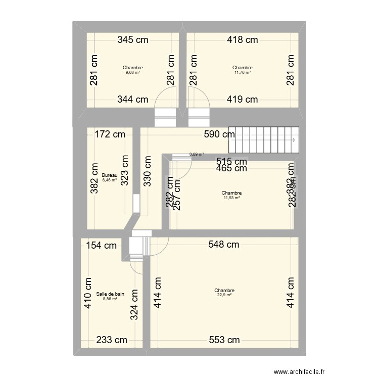 MONTBRIEUX 1er . Plan de 7 pièces et 80 m2