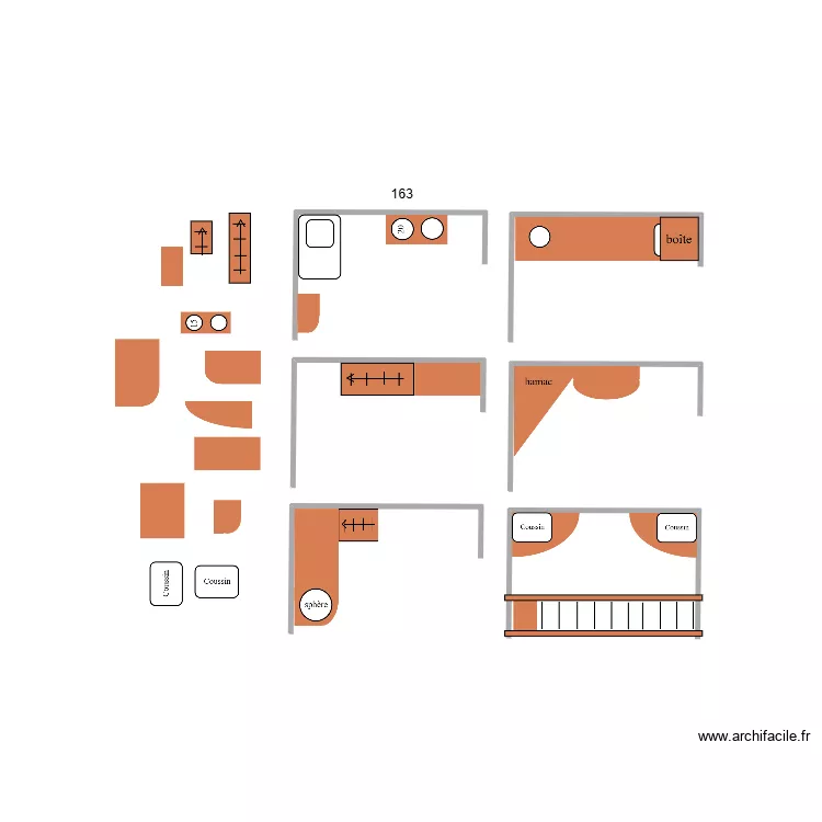 Alc&ocirc;ve chambre1. Plan de 