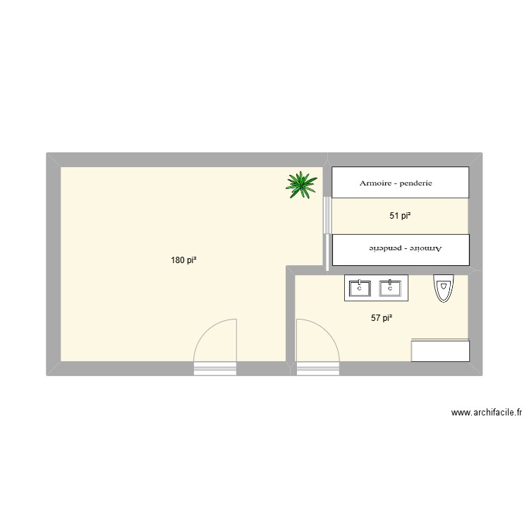 plan Laurie. Plan de 3 pièces et 27 m2
