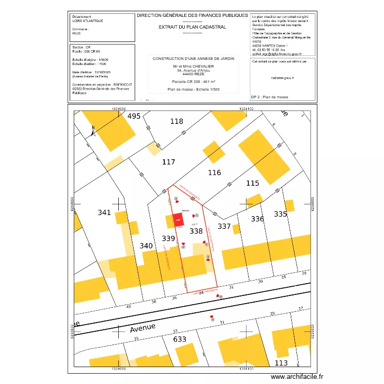DP 2 CHEVALIER REZE. Plan de 