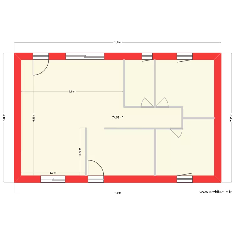 plan cotes piraino. Plan de 1  et 75 m²