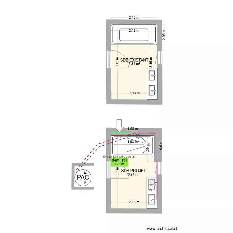 NSANG. Plan de 3 et 15 m² NSANG. Plan de 3 et 15 m²