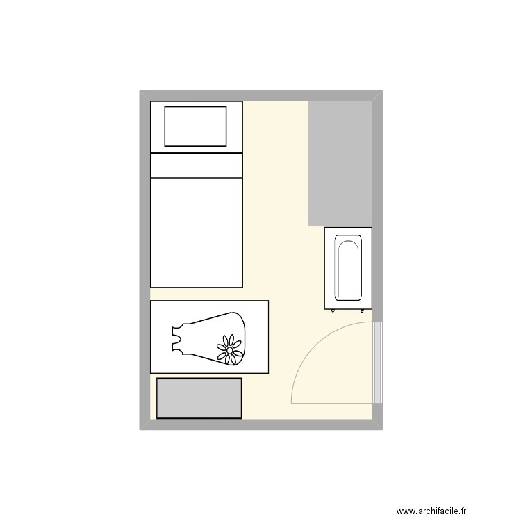 Naomi room. Plan de 1 pièce et 8 m2