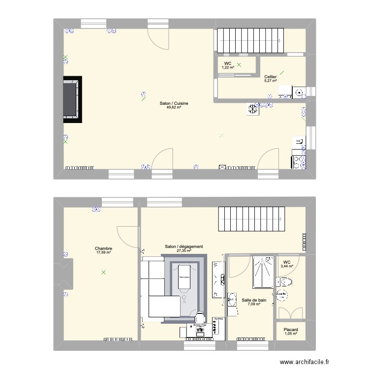 Bouée - électricité. Plan de 10 pièces et 117 m2