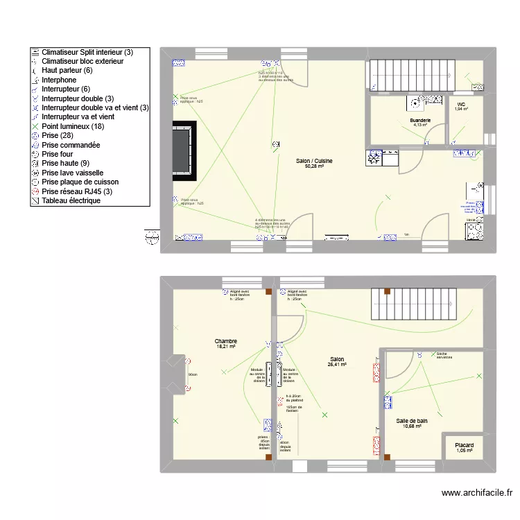 Bou&eacute;e - &eacute;lectricit&eacute;. Plan de 9 pièces et 117 m²
