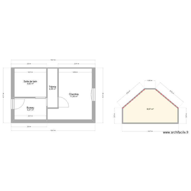 duboe. Plan de 5 pièces et 32 m2