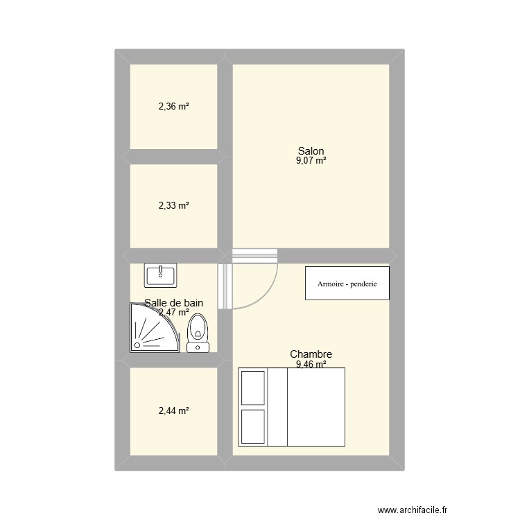 Plan calavi. Plan de 6 pièces et 28 m2