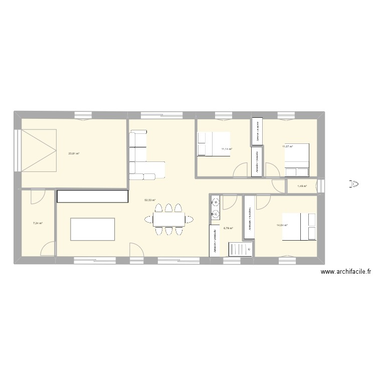 plan 3. Plan de 8 pièces et 128 m2