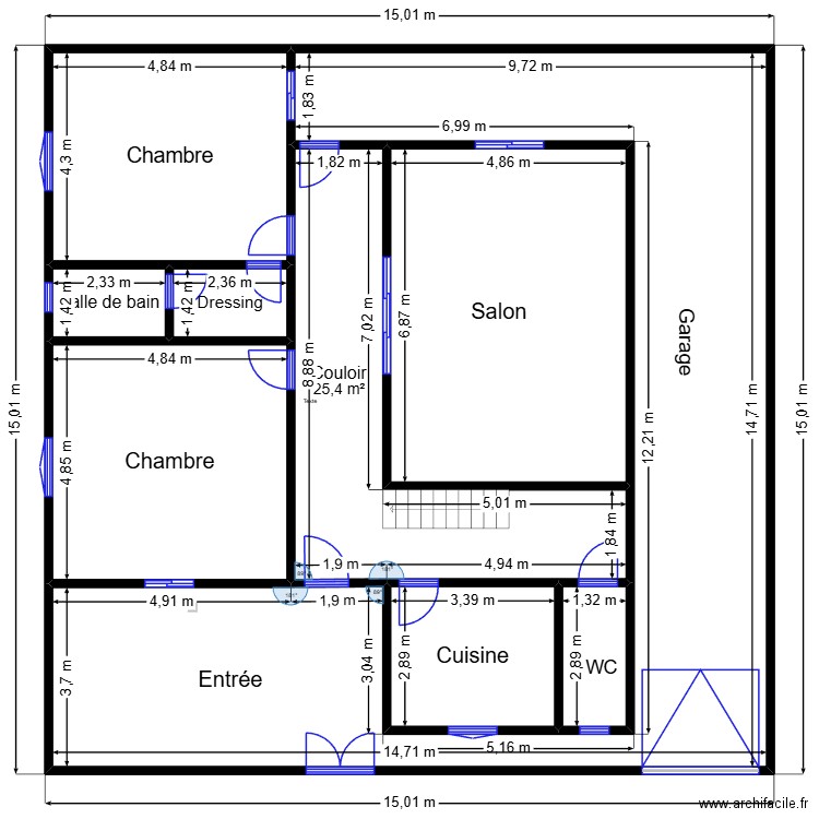 TANTE BINETOU REZ DE CHAUSSEE 001. Plan de 9 pièces et 205 m2