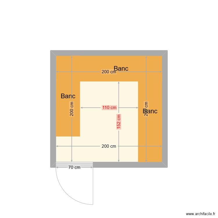 Rochetaillée - plan sauna. Plan de 1 pièce et 4 m2