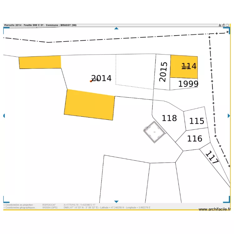 Cadatre parcelle. Plan de 1  et 17 m²