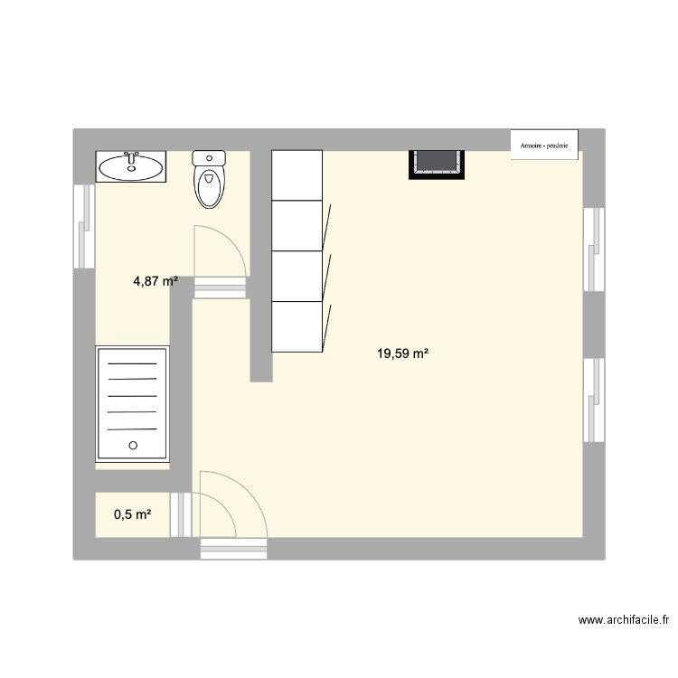 BRIAN 17 paris 10. Plan de 3 pièces et 25 m2