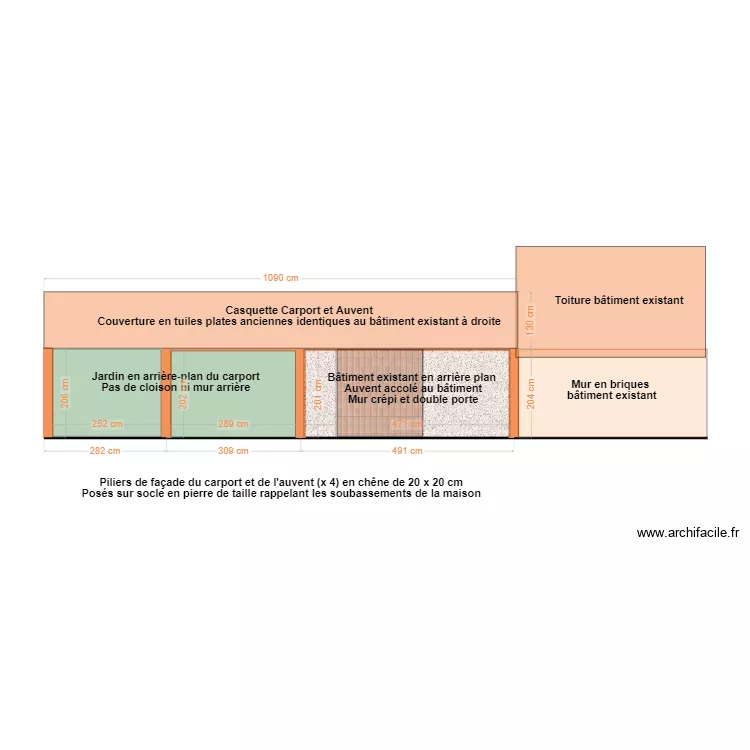 Carport fa&ccedil;ade. Plan de 