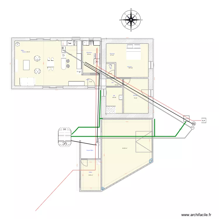Nancette_5_Reseaux. Plan de 9 pièces et 311 m² Nancette_5_Reseaux. Plan de 9 pièces et 311 m²