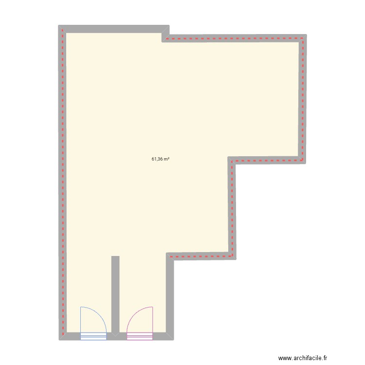 Étage 1 v1. Plan de 1 pièce et 61 m2