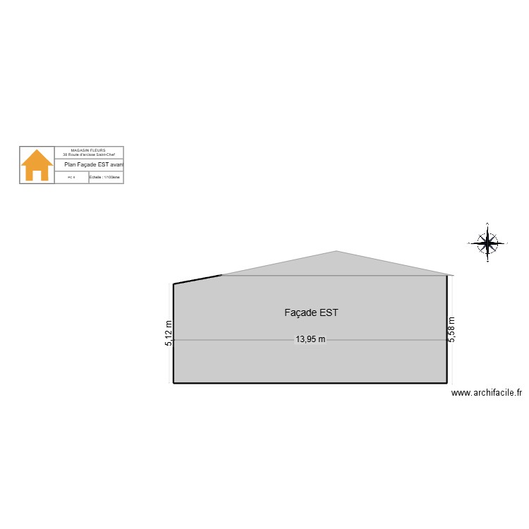 PC 9 Plan Façade EST avant. Plan de 1 pièce et 76 m2