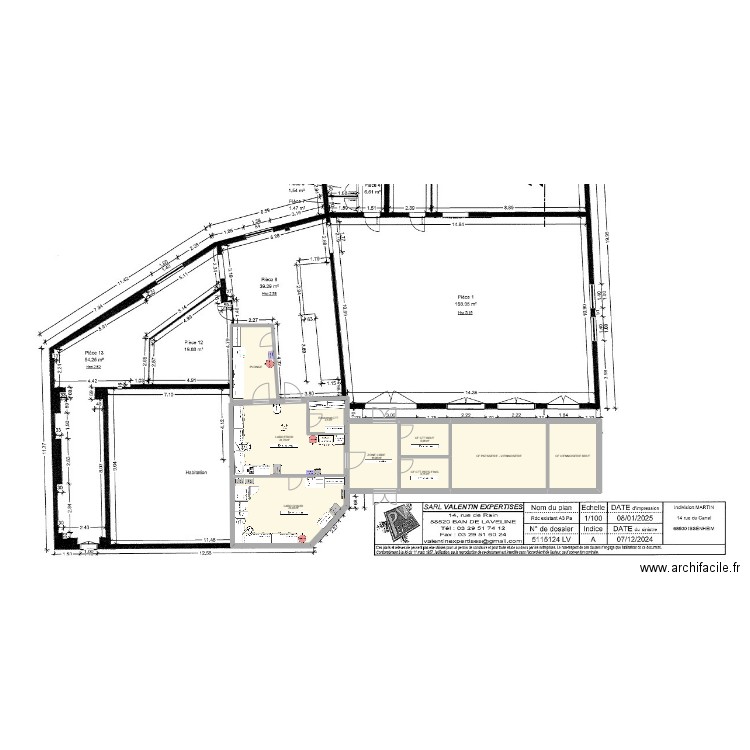 ISSENHEIM. Plan de 9 pièces et 123 m2