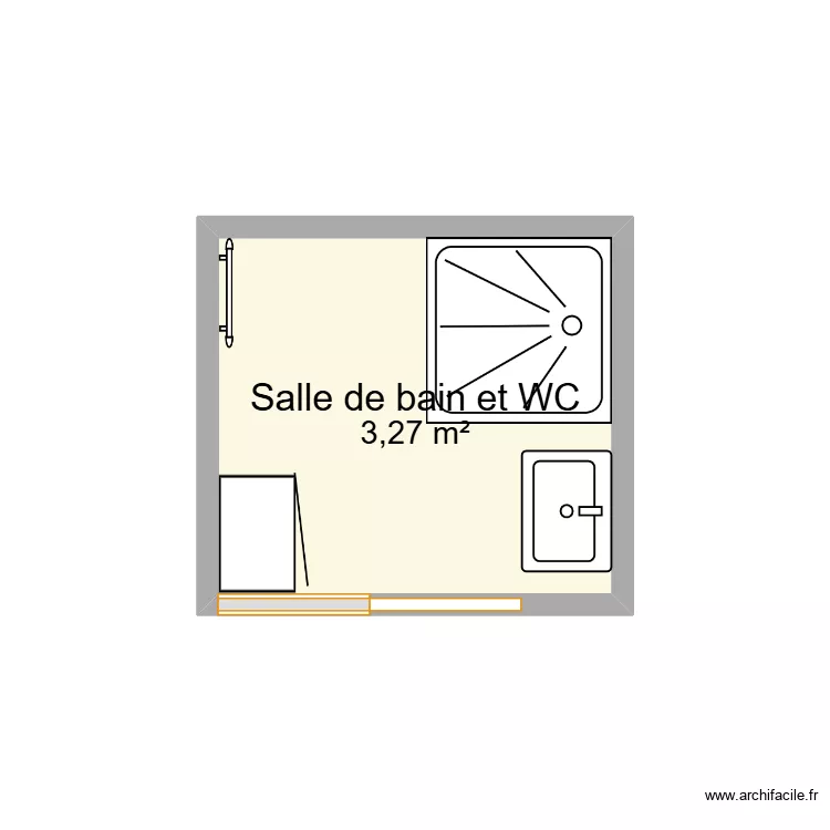 SDB. Plan de 1  et 3 m²