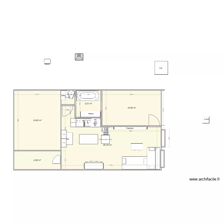 V11. Plan de 6  et 60 m²