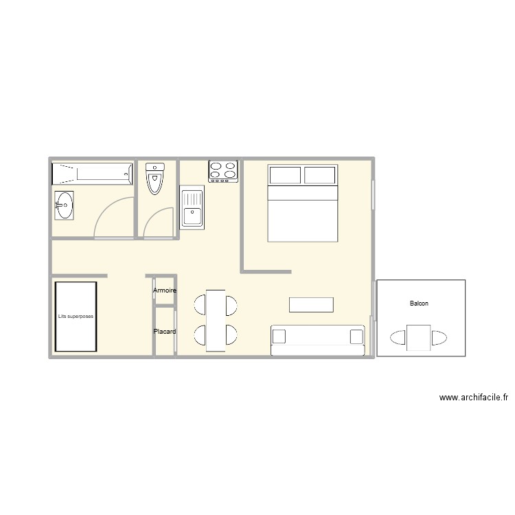 st francois. Plan de 5 pièces et 25 m2