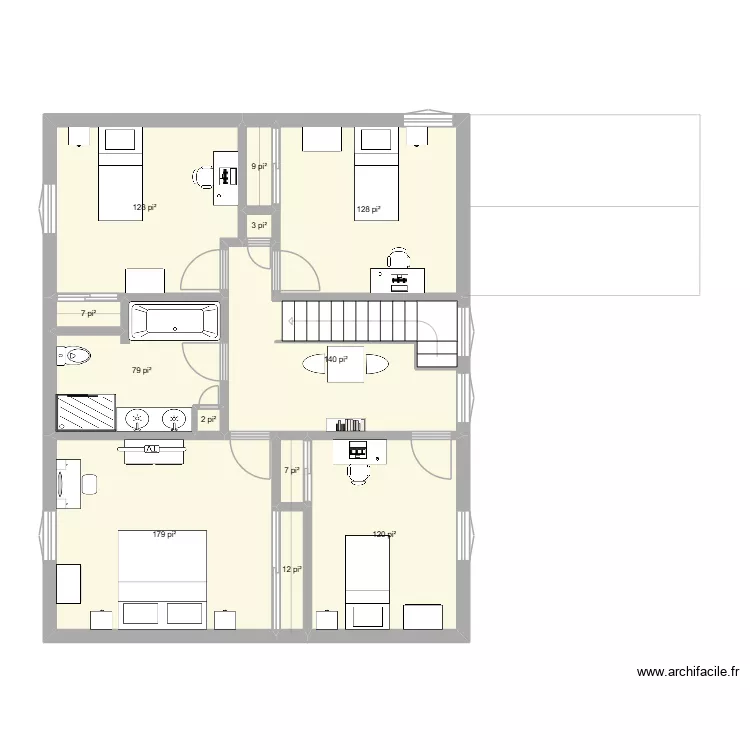 FG-46B. Plan de 12  et 76 m²