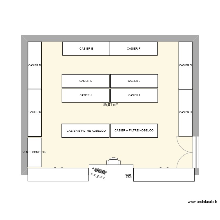 MAG. Plan de 1 pièce et 36 m2