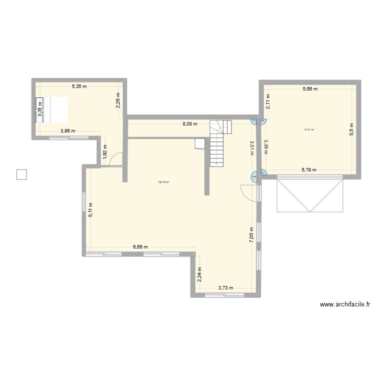 Maison saint jean de moirans RDC. Plan de 2 pièces et 138 m2