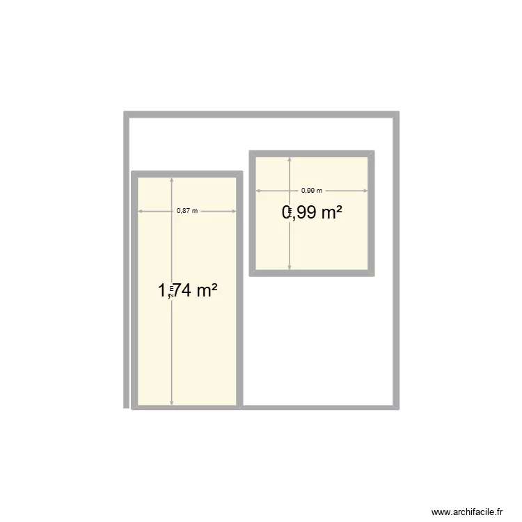 notaire. Plan de 2  et 3 m²