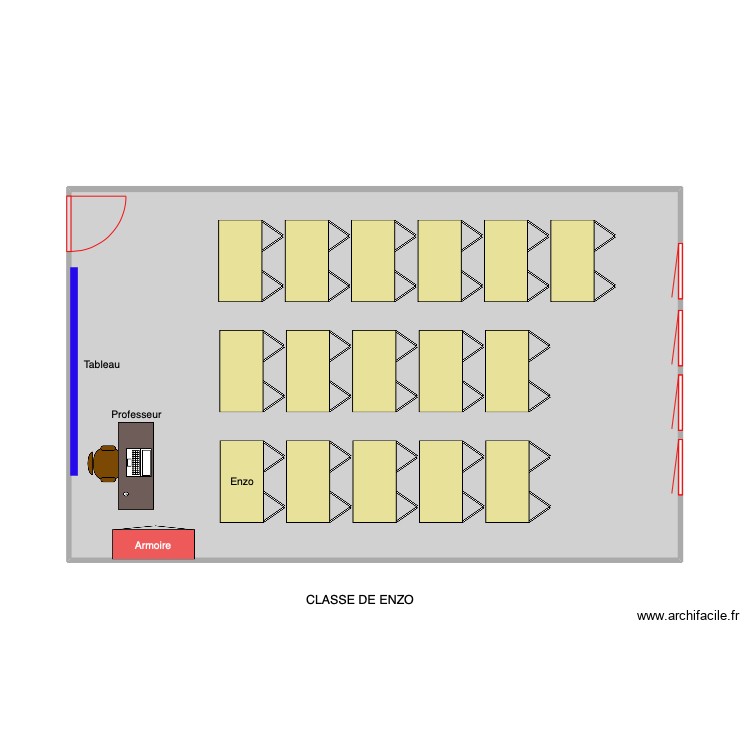 Plan Class E Plan – salle de classe DE ENZO 2 – Par HAROUN2024 ️ | ArchiFacile