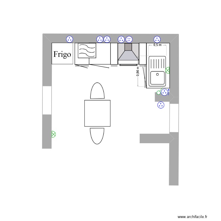 cuisine riberac. Plan de 0 pièce et 0 m2