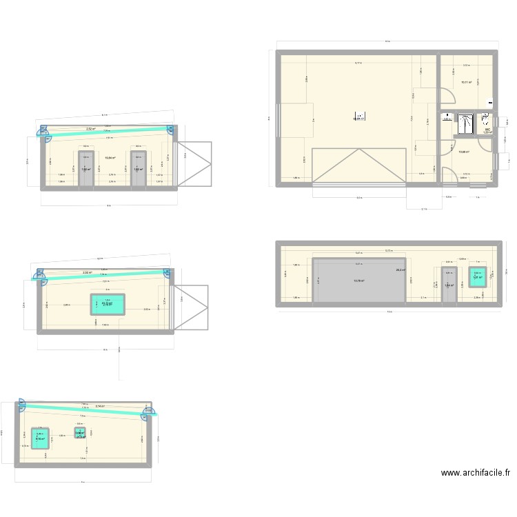 garage and local guard. Plan de 19 pièces et 215 m2