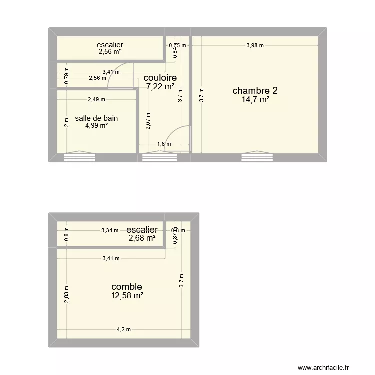 etage et comble. Plan de 6 et 45 m² etage et comble. Plan de 6 et 45 m²