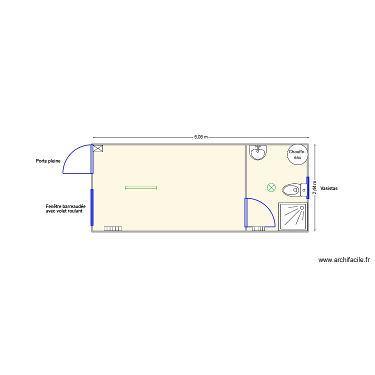V505 Bungalow occ avec zone sanitaire. Plan de 0 pièce et 0 m2