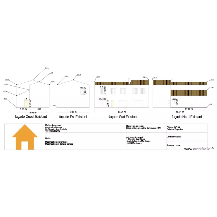 facade existant st julien. Plan de 